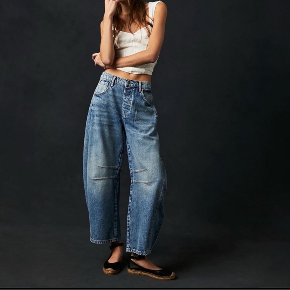 Free People We the Free good luck barrel jeans in ultra light beam